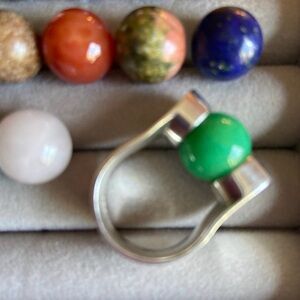 Silpada Interchangeable Ball Sterling Ring 23 balls Sz 7.5 EUC